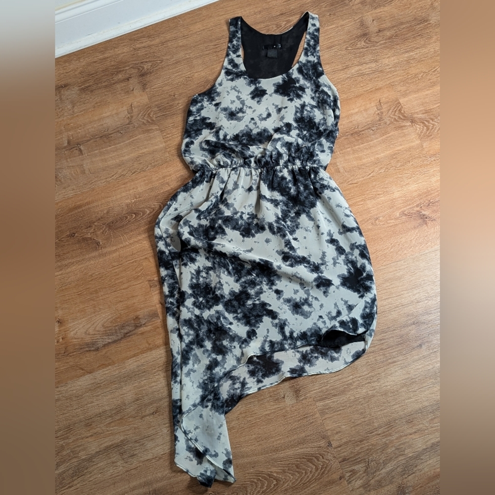 Aqua Brand Black and White Tie-Dye Dress